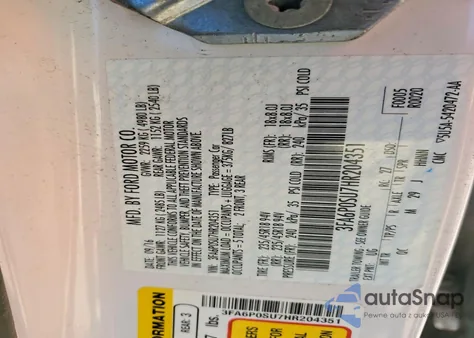 2017 Ford Fusion Titanium Phev z USA, uszkodzony, nr VIN 3FA6P0SU7HR204351